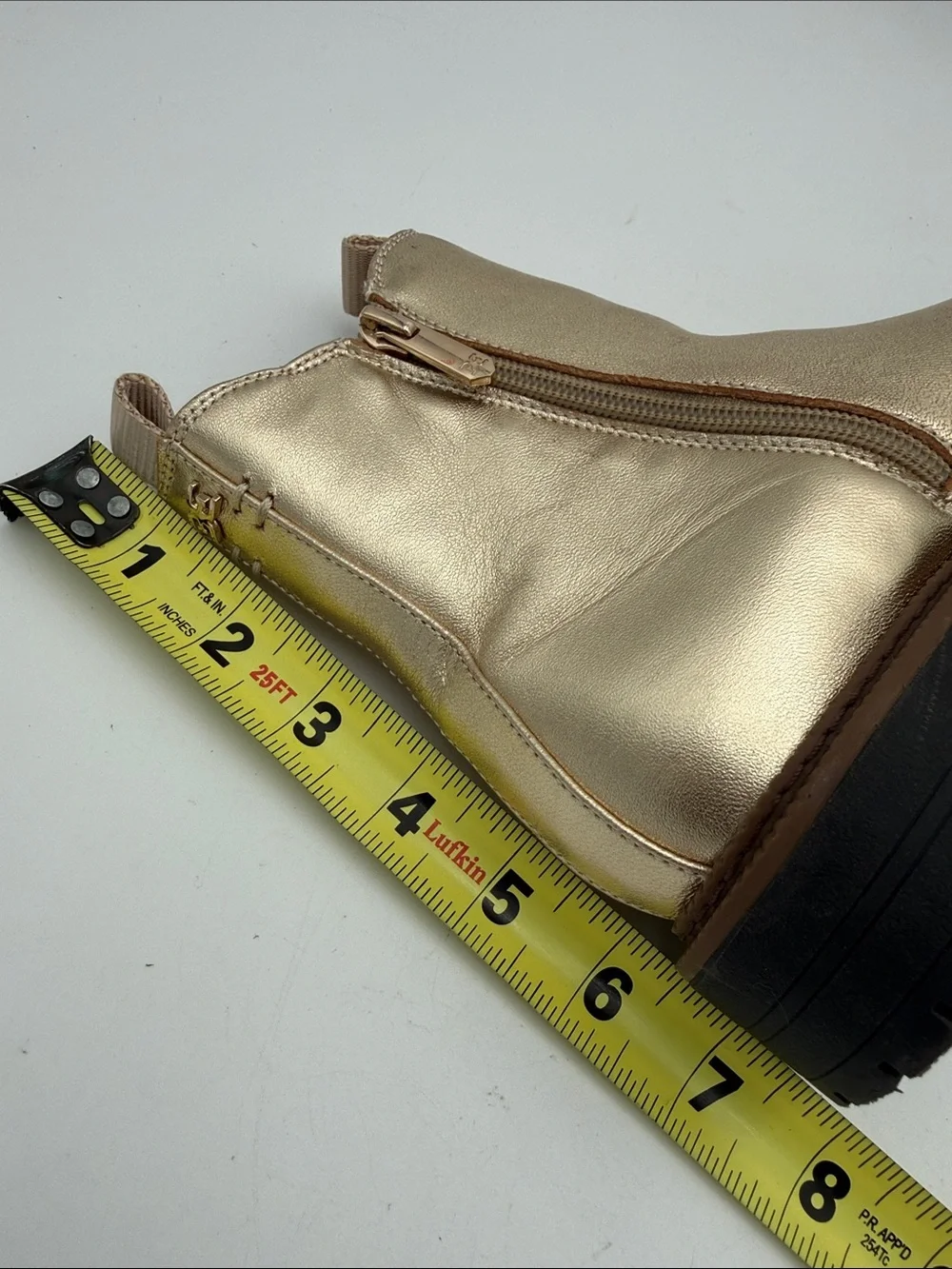Sam Edelman Metallic Gold Chelsea Booties kid 4 Side Zip casual party Y2K  event